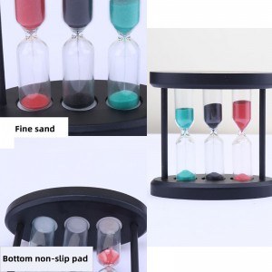 3 I 1 timeglas Træ glas sand timer til køkken madlavning europæisk kreativ træ metal roterende timeglas timer