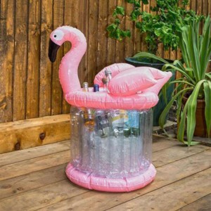 Kæmpe lyserød flamingo oppustelig isspand køler, sommerfest legetøj Poolstrand tilbehør, drikke øl bar cup holder