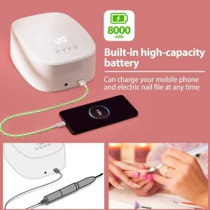 M&r p30pro trådløs UV LEDneglelampe, 60W genopladeligt UV -lys tilnegle trådløs LEDnegletørrer med USB -port til opladning af telefon ogneglebor, professionelneglelampe til gelneglelak