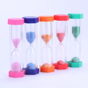 Fabriksforsyning Custom Logo Outdoor Plastic 3min5min Purple Hexagon Plastic Hourglass Sand Timer