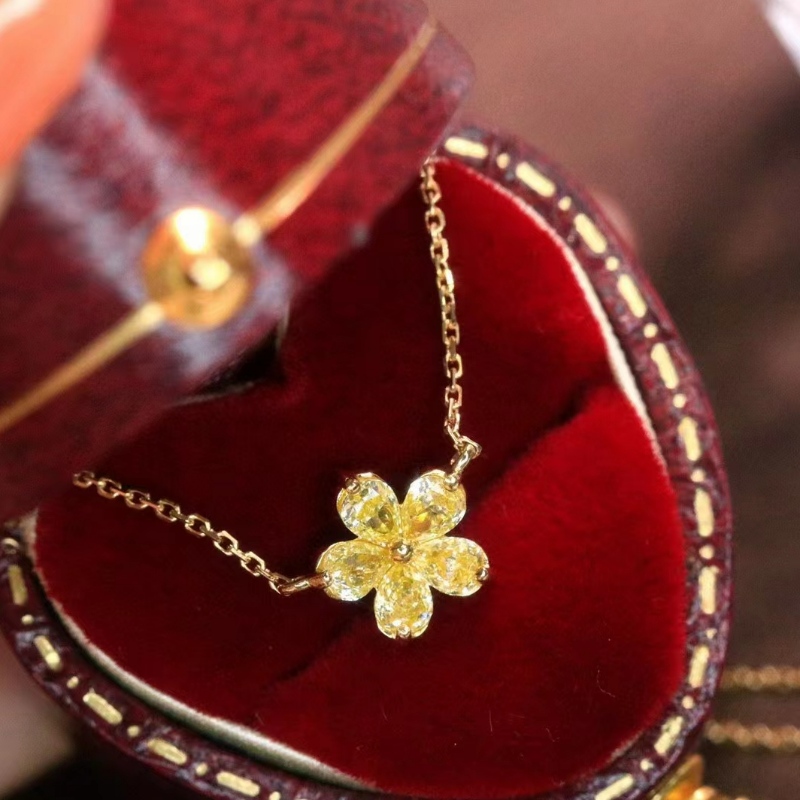 18k/14k/10k guld gul diamant kronblad halskæde til pige