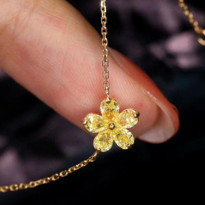 18k/14k/10k guld gul diamant kronblad halskæde til pige