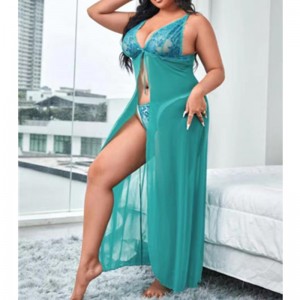 Flyaway Mesh Robe Sexet Nightwear Long Gown Nightkown Woman Night Dress