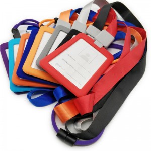 Fabrik engros silikone ID -kortholder badge id Navn kort sag tagholder med et klart akrylvindue