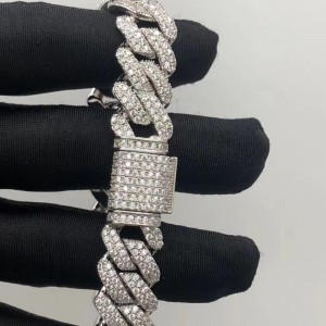 Tuochen smykker sterling sølv 925 med moissanit stenarmbånd til mand