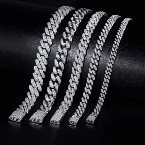 Tuochen smykker klar til at sende S925 med moissanit sten cubansk armbånd til mænd