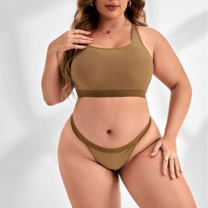 Sømløse komfortable kvinder lingeri sæt panel bhs sexet thong undertøj sæt