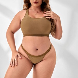 Sømløse komfortable kvinder lingeri sæt panel bhs sexet thong undertøj sæt