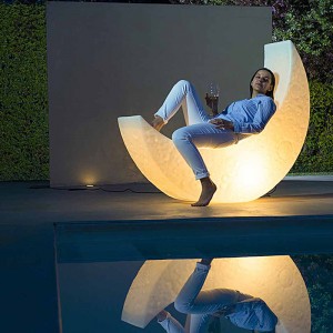 Fest LED lysende svingstol udendørs/indoor plastmåne lampe lysende LED Moon gyngestol