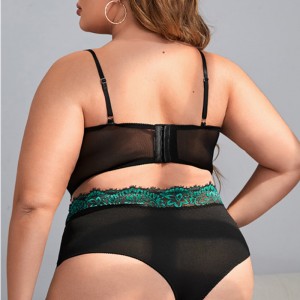 Blomster blonder push-up sexet lingeri sæt med et par benring