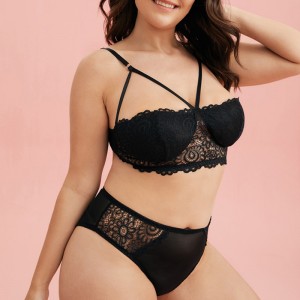 Blomsterblonde sele 2 stykker lingeri sæt sexet undertøj sæt