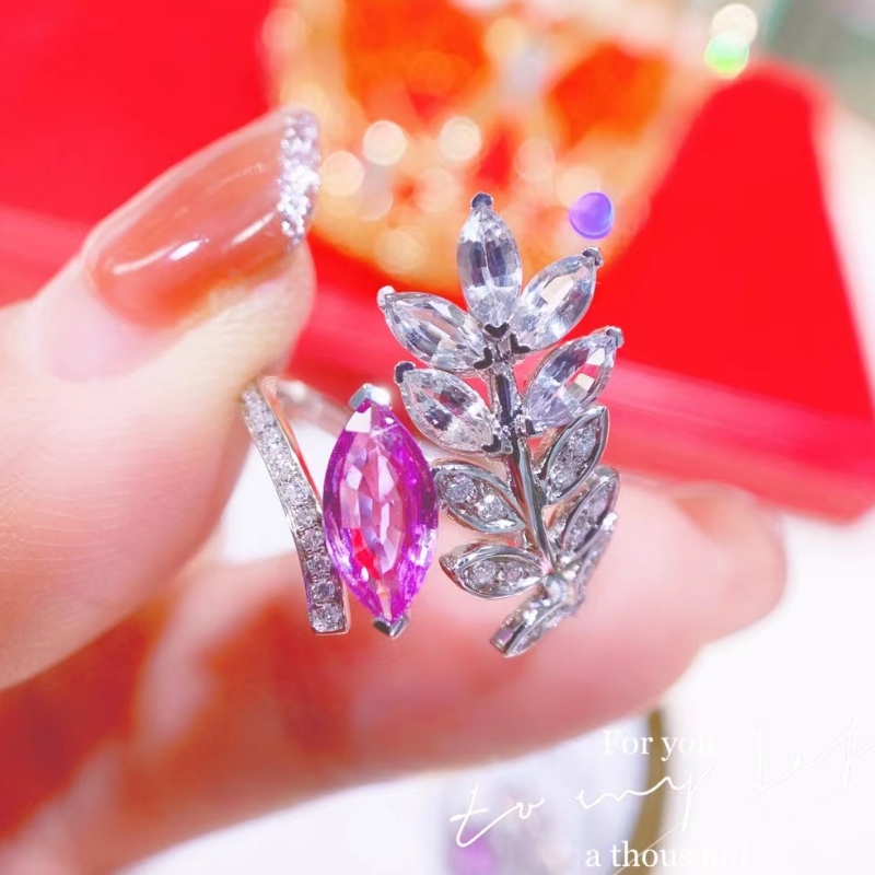 Tuochen smykker 18k guldny stil marquis diamant blad ring