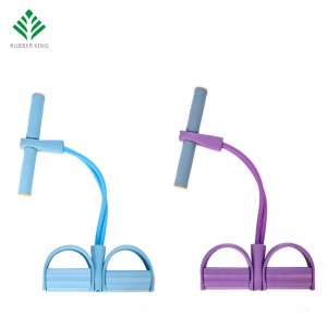 Elastisk sit up Pull Rope Abdominal træner, 4-rør Elastisk sidde op Pull Rope med fodpedal Fitness Stretching Slimming Training Yoga Equipment