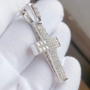 Custom Sterling Silver 925 med Moissanite Stone Cross vedhæng