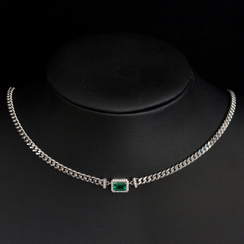 2022 Ny 1ct kultiveret smaragd vedhæng 925 sølv justerbar simpel halskæde