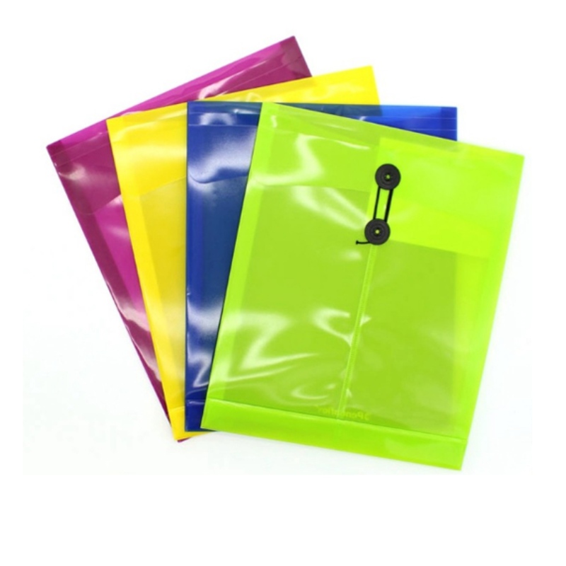 A4 -størrelse PP Plastic Button -dokumentpose til skole og kontor