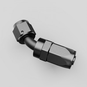 45 Grad Aluminium One Piece Full Flow Swivel Slang End Oil Brændstof Slang End En montering