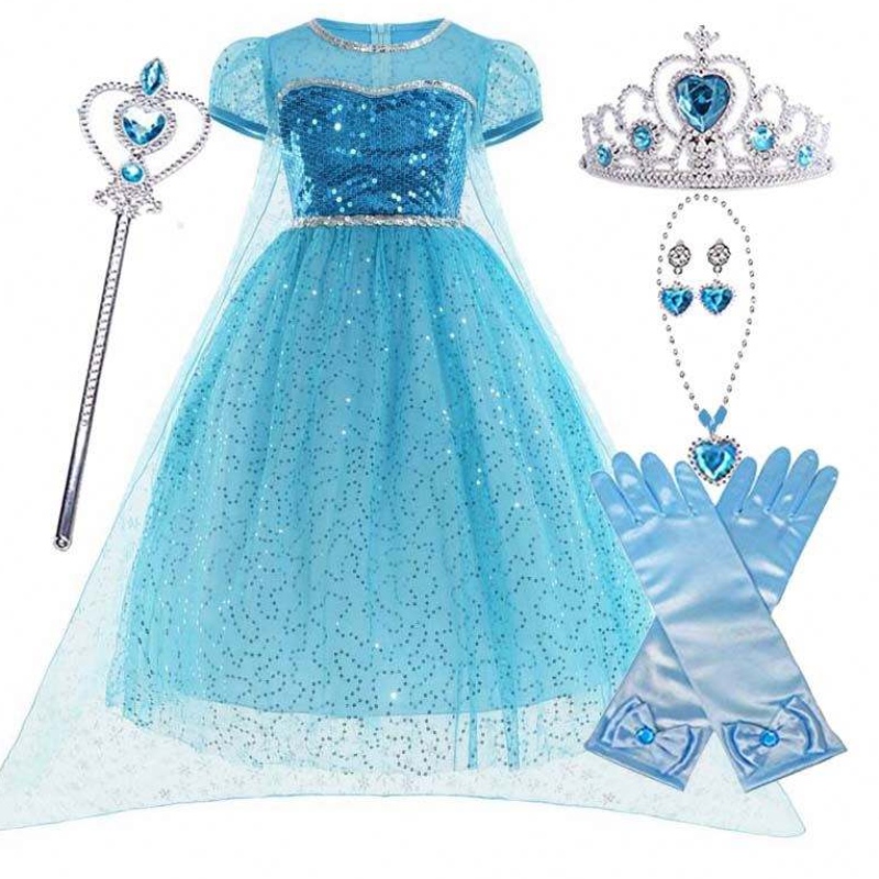 Lille prinsesse alle i en sæt Crown Wand handsker Halloween Elsa Cosplay kostume med tilbehør HCGD-026