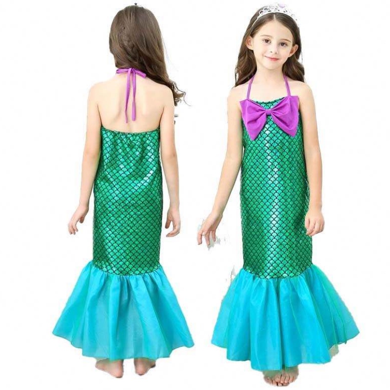 Dress Up Party Little Girls Mermaid Princess Mermaid Costume Girl With Gloves Crown Wand 3-10 år DGHC-028