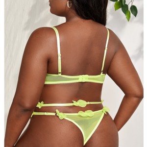 Applikationer detaljerede sexede lingeri sæt med et par strømpebånd