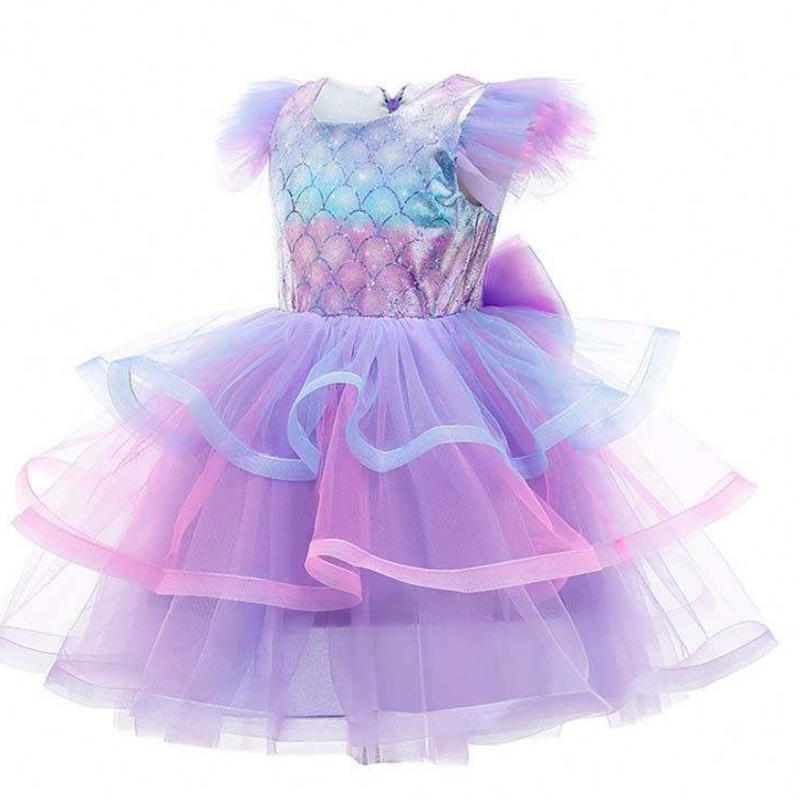 2022 piger fødselsdagsfest kjole havfrue krone halskæde prinsesse pige havfrue kjole til børn piger hcmm-004
