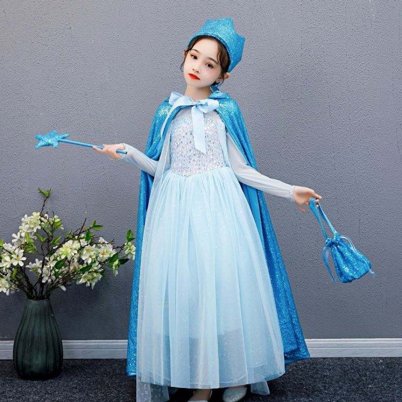 Baige Girl Sequined Cape Snow Queen Elsa Anna Costume Halloween Christmas Party for Girls BX211