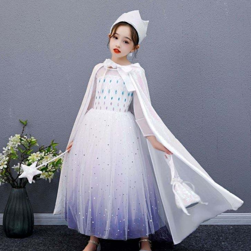 Baige Girl Sequined Cape Snow Queen Elsa Anna Costume Halloween Christmas Party for Girls BX211