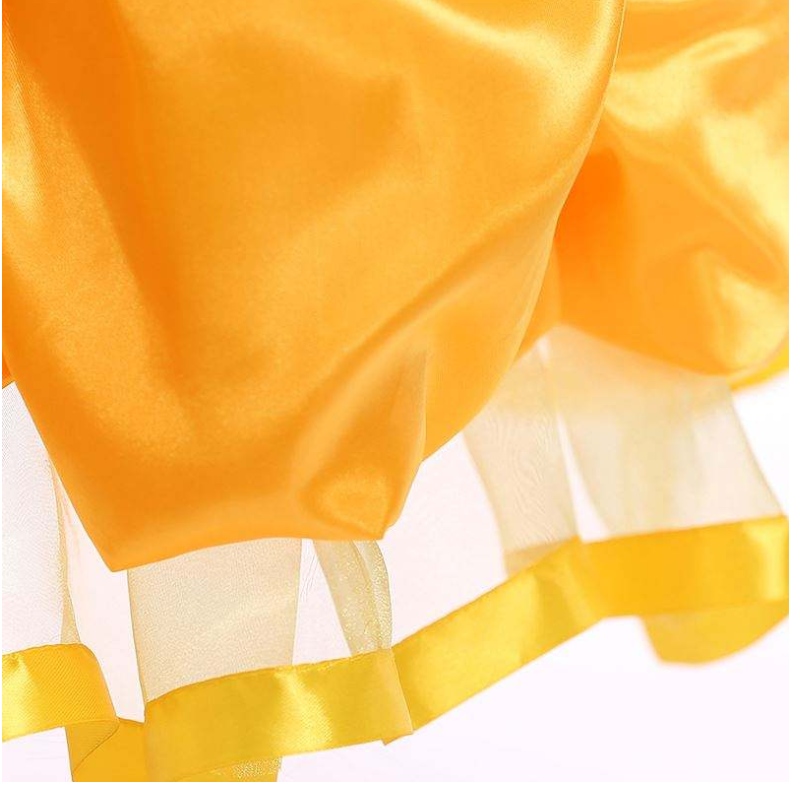Baigenye design Kids kostume piger kjolenavne med billeder prinsesse belle lang kjole puffet gul kjole smr023