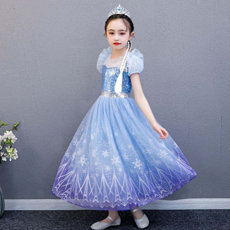 Baige høj kvalitet Elsa 2 Princess Kids Party Cartoon Cosplay kostume baby pige kjole