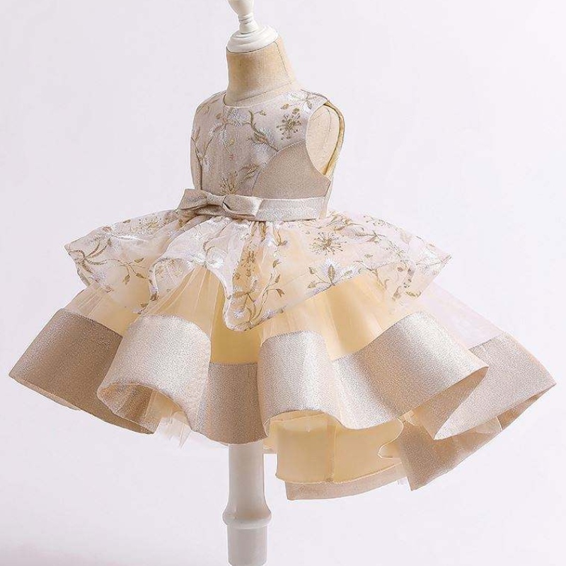 Baige 2021Summer Børns bageste prinsesse kjole Multi-lag Mesh Kids Wedding Cake Ball Gown L5251