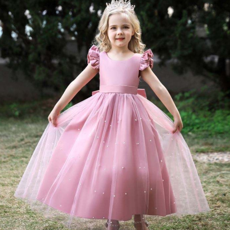 4-14 år blomster blonder kjole piger tøj prinsesse fest pageant lange kjole børn kjoler til piger bryllup aften tøj