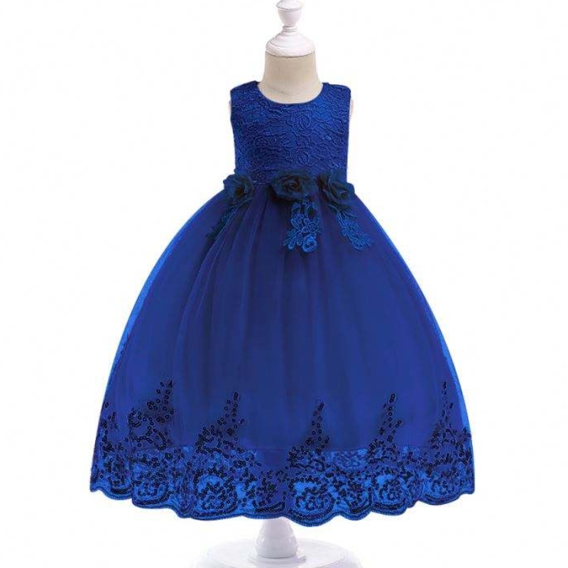 Seneste Baby Frock Design Boutique Kids Beklædning Blonder Sequin Girl Party Dress L7791