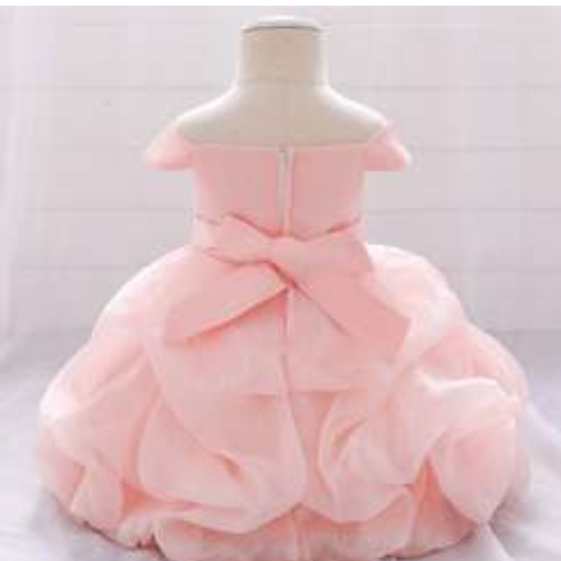 Solid blomsterapplikation efterfølgende pige prinsesse kjole børn baby julebord bryllup brudepaid tyl tutu kjoler l1961xz