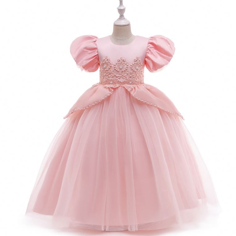 Baigenye stil lyserøde kjoler til børn aften bryllup prinsesse fest kjole sød fødselsdag blomster kjole kostume til piger LP-262