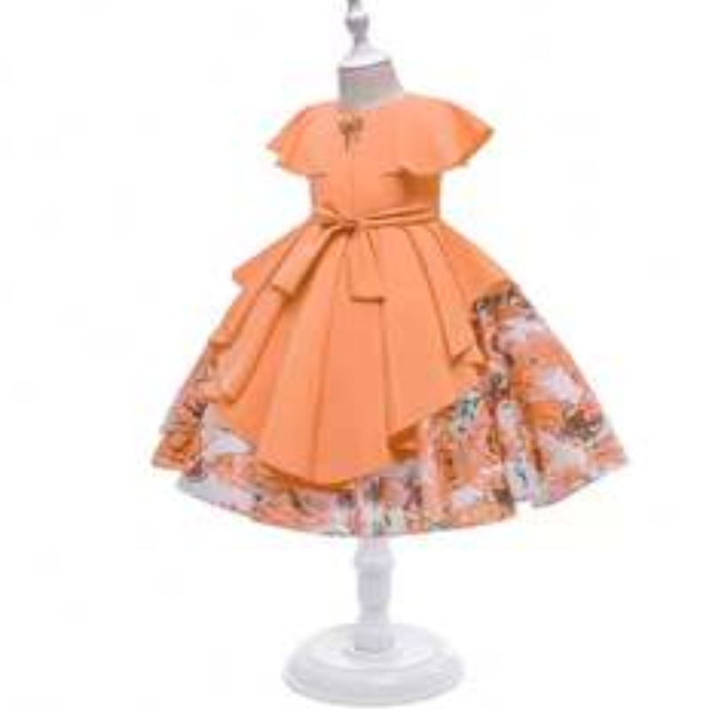 In-lager Baby Beading Satin Girl Dress Kilde Børn Frock Design Børn CNY Tøj