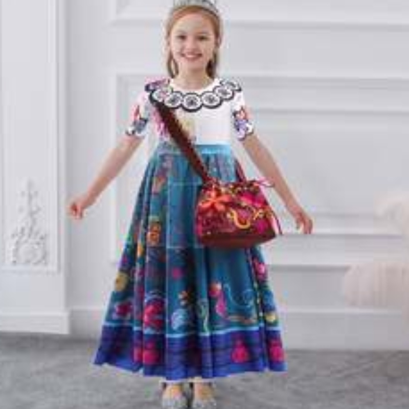 Baige Encanto Mirabel Luisa Cosplay Costume Girl Party Dress Halloween Princess Dress With Bag