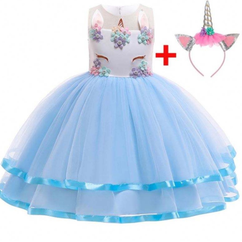 2021 NY FLOWER Unicorn Party Dress 5 Farve tilgængelige børnepiger Party kjole DJS002