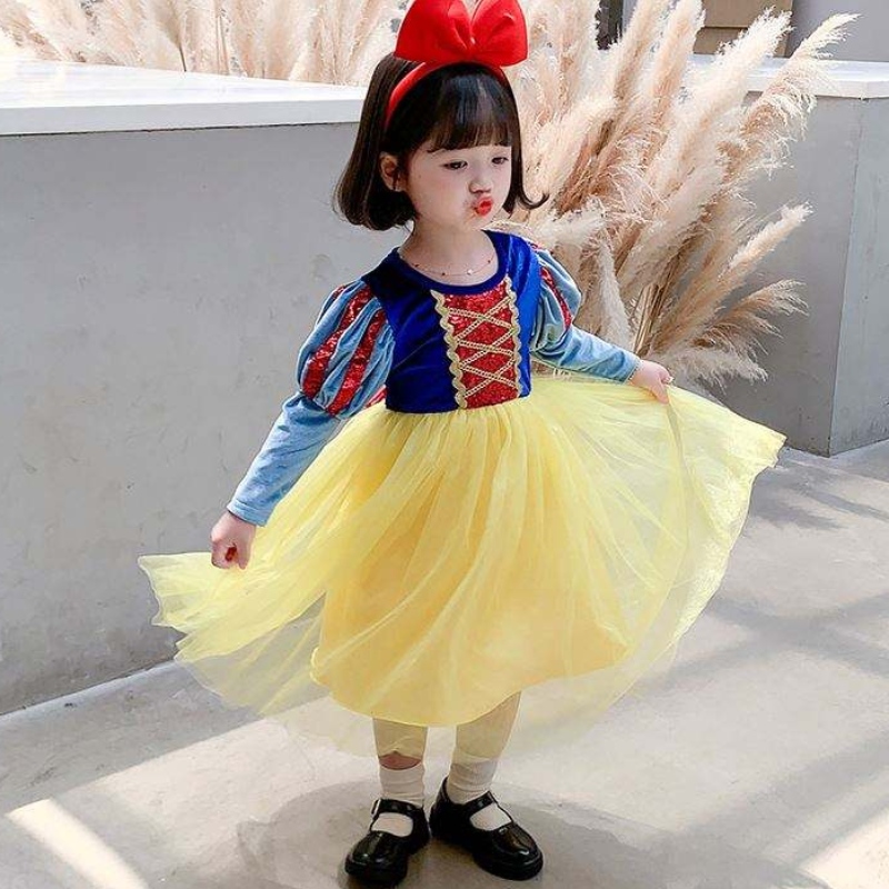 Baige 2021 Ny stil piger cosplay -kostume kjoler Elsa Anna Princess Fancy Snow Queen Dress