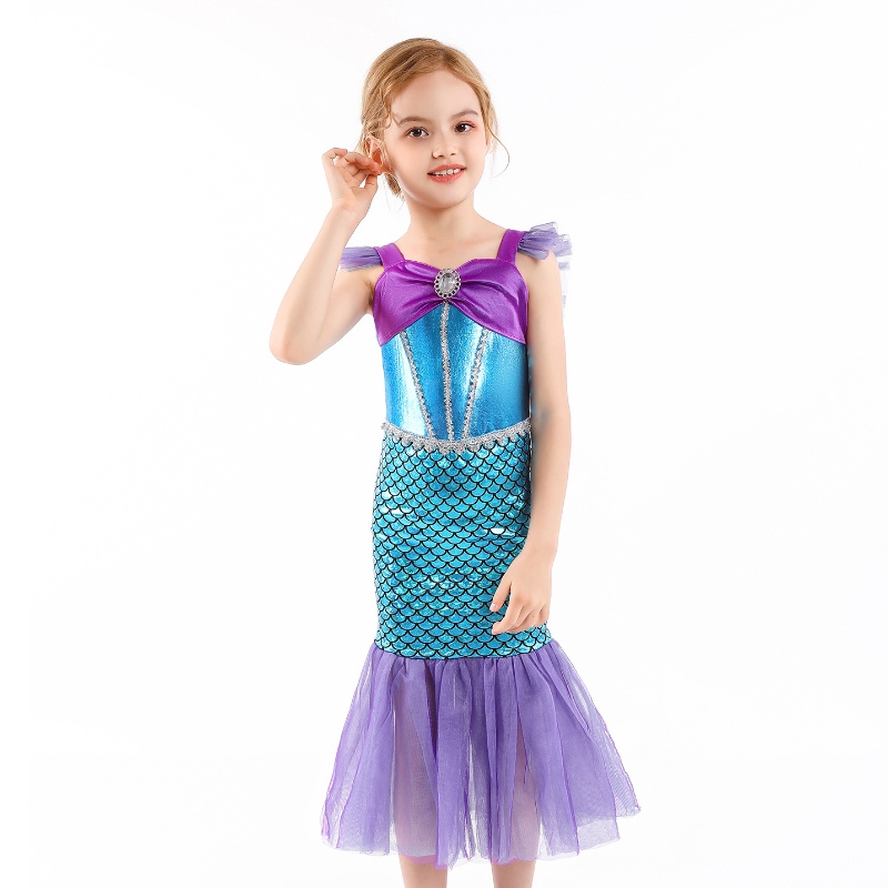 Pige prinsesse lille havfrue kjole børn cosplay charme kostume børn karneval fødselsdag fest tøj sommer kjole piger