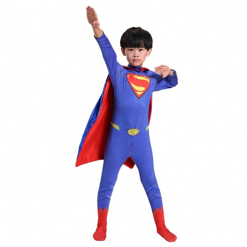 Marvel DC Superhero TV&movie Blue&red Comic Figures Fancy Cosplay Bodysuit Jumpsuit Tights Anime Super Man kostumer med kappe