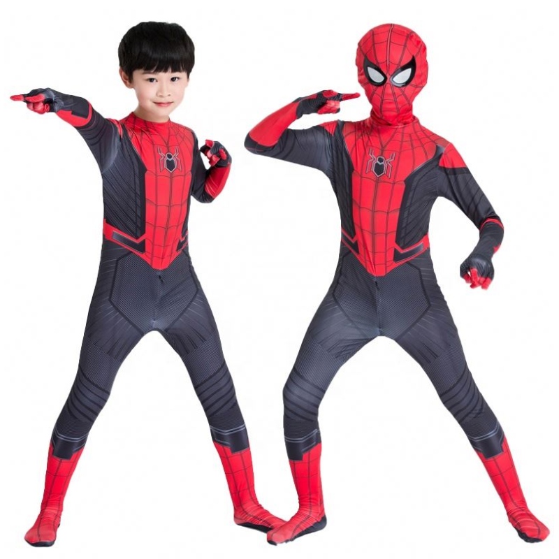 Amazon hot salg engros klassisk stil bedste pris tegneserie rød sort tøj figura de accion anime børn spiderman kostume