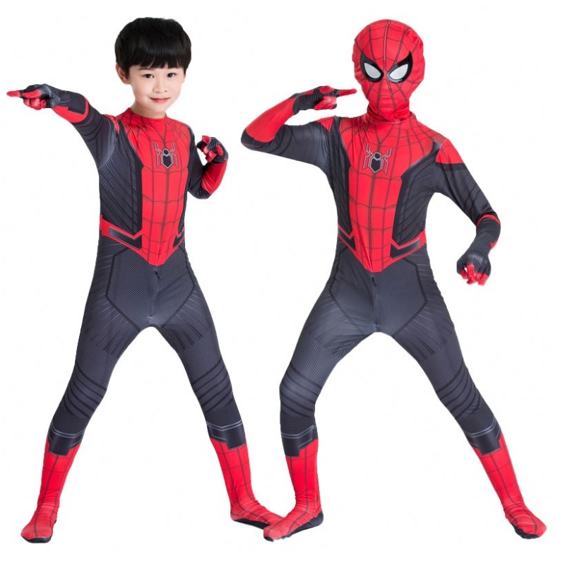 2022 Amazon Hot Sale Engros klassisk stil Bedste pris Tegneserie Rødt sort tøj Figura de Accion Anime Kids Spiderman kostume