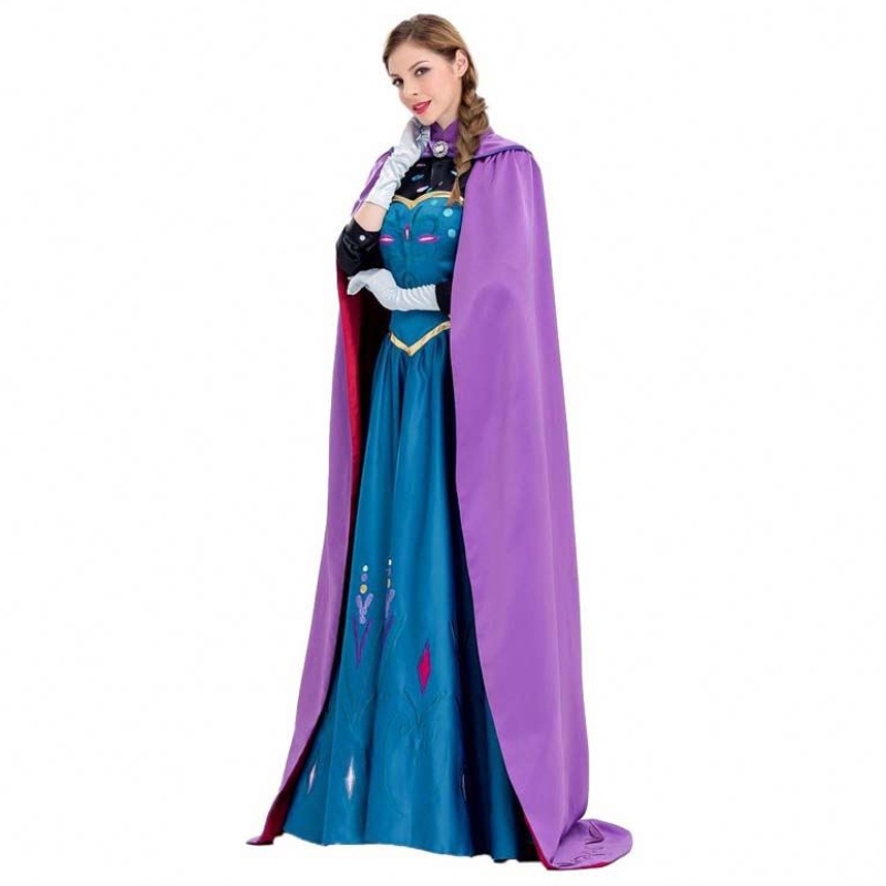 Kvinder klæder 2022 Kvinders prinsesse Anna voksen Elsa-kostume med kappehandsker SZAC-003