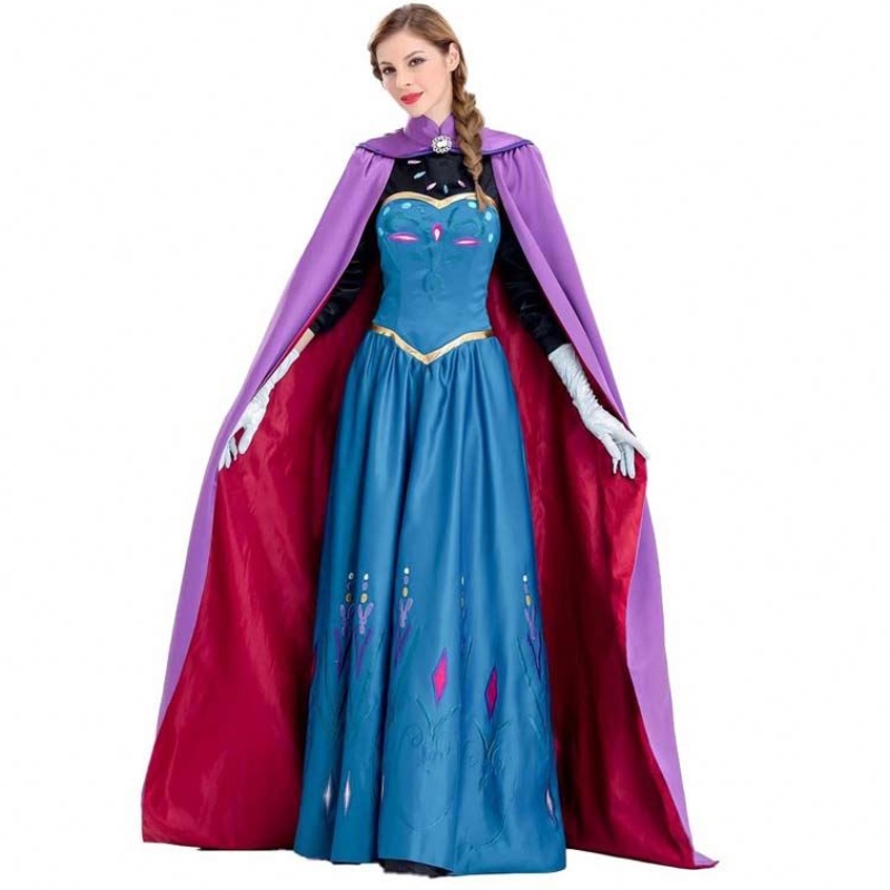 Kvinder klæder 2022 Kvinders prinsesse Anna voksen Elsa-kostume med kappehandsker SZAC-003