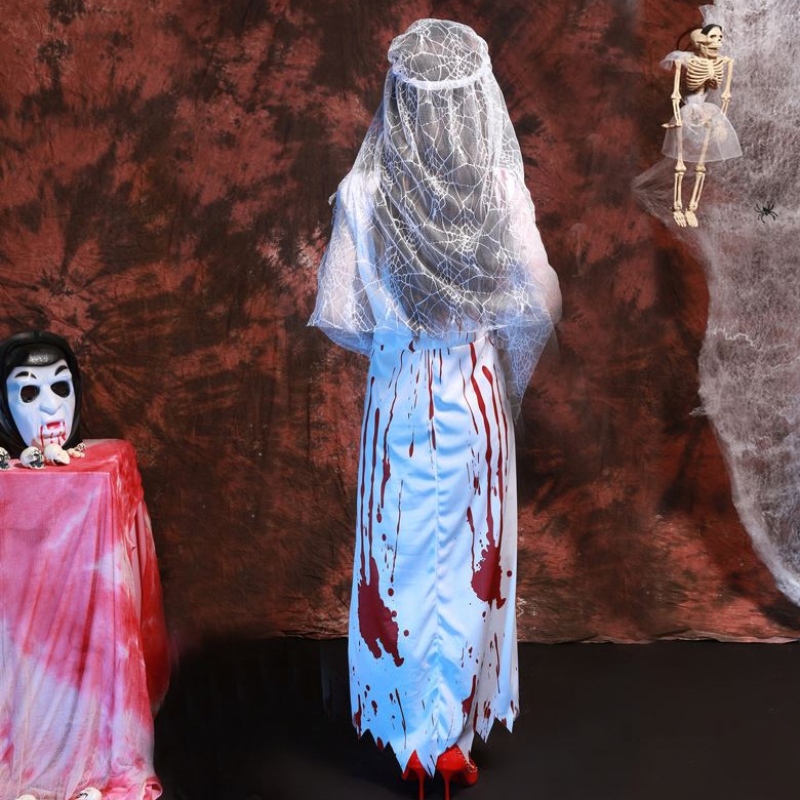 Kvinders halloween kostumer horror cos blodige kranium zombie voksen død brud