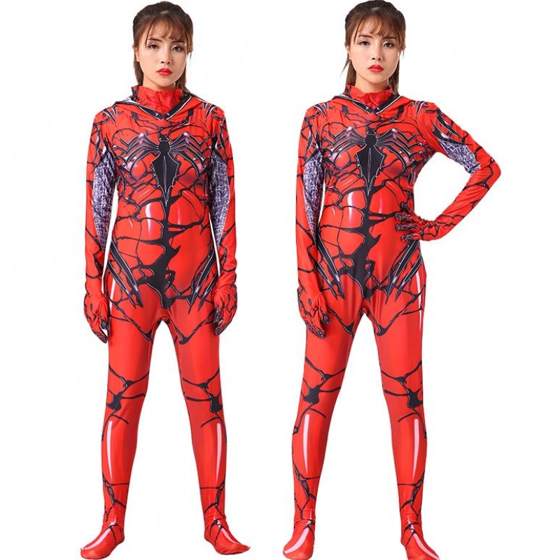 Børn af høj kvalitet halloween kostume cosplay røde kvinders venom bodysuit cosplay Marvel Party Woman
