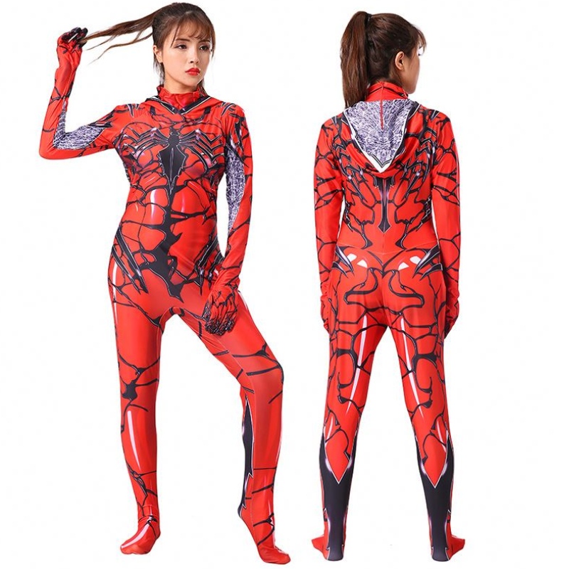 Børn af høj kvalitet halloween kostume cosplay røde kvinders venom bodysuit cosplay Marvel Party Woman
