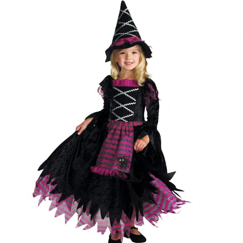 Nye produktideer 2022 Halloween Deluxe Party Fairytale Witch Costume For Girls With Witchy Hat HCVM-007
