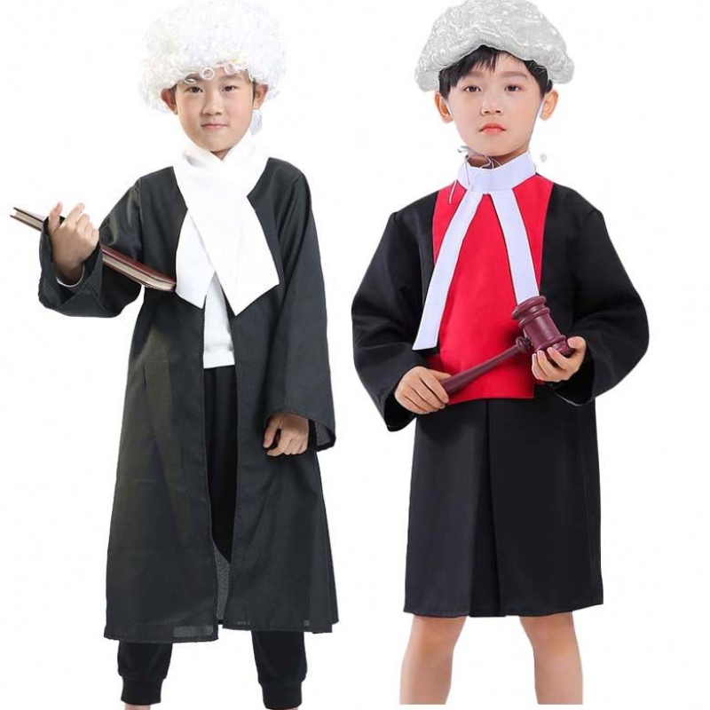 Halloween Kids Performance Cosplay Coats Børnehave Besættelsesdommer Stage Party Dress Children Advokat kostume HCBC-007