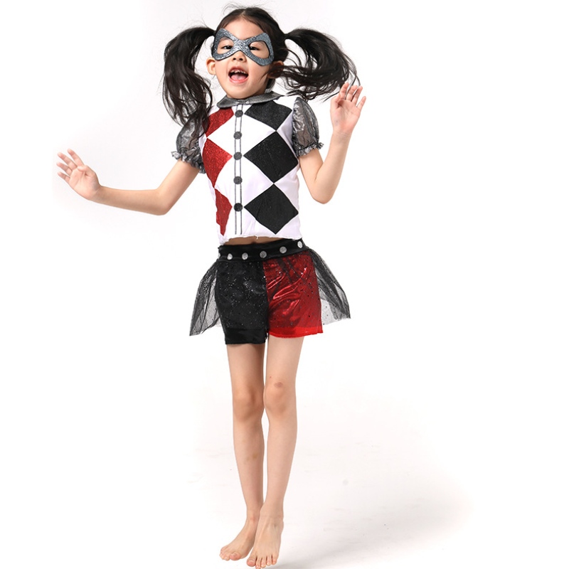 Seneste sjove pige Harley Quinn Girls Halloween kostume med maske til børns fest